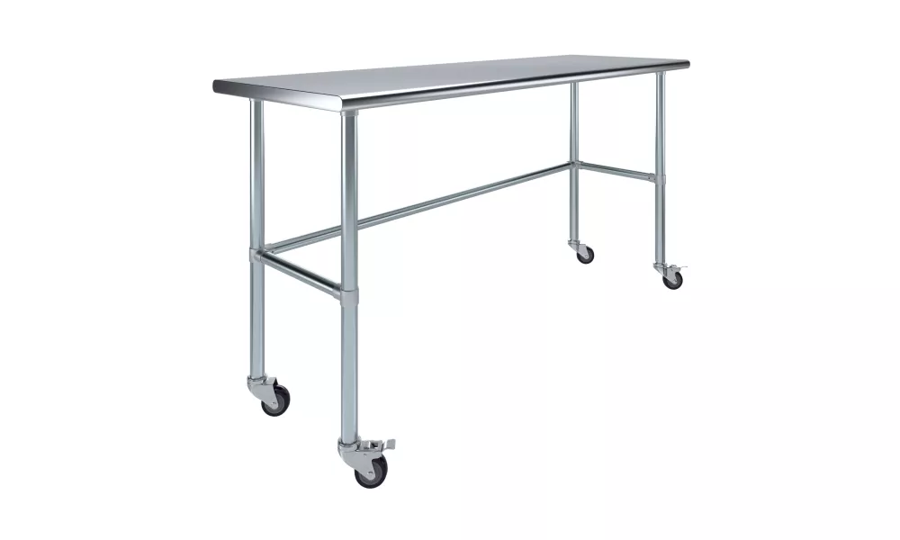 24" X 72" Stainless Steel Work Table With Open Base & Casters