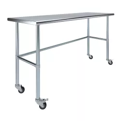 24" X 72" Stainless Steel Work Table With Open Base & Casters
