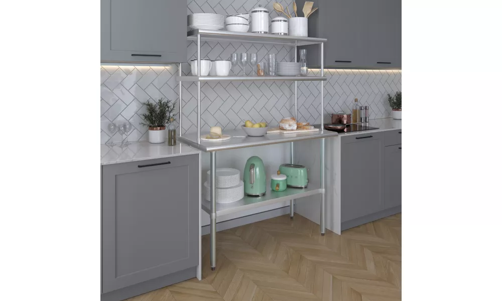 48" X 18" Stainless Steel Work Table With 2 Shelves - NSF Certified Commercial Kitchen Prep Table
