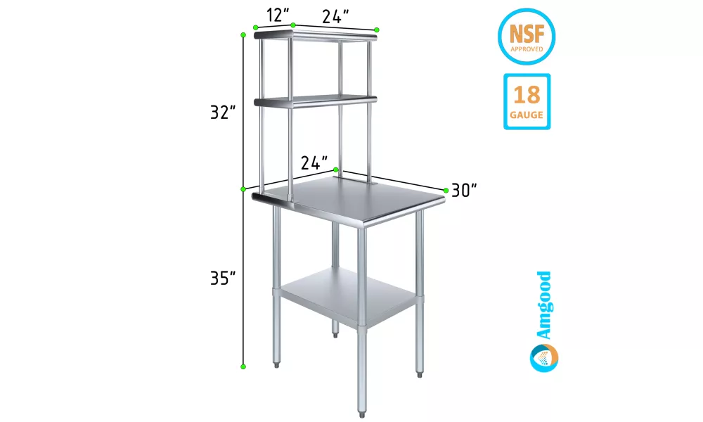 Stainless Steel Table With Oveshelves, 30 X 24 Commecial