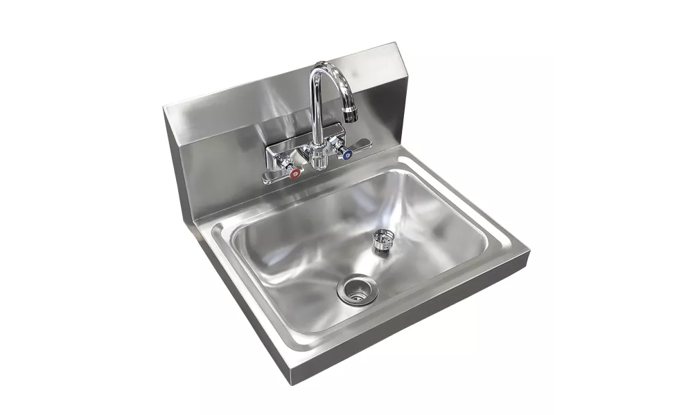 17" x 15" Stainless Steel Wall Mount Hand Sink with Faucet | Bowl Size: 10" x 14"