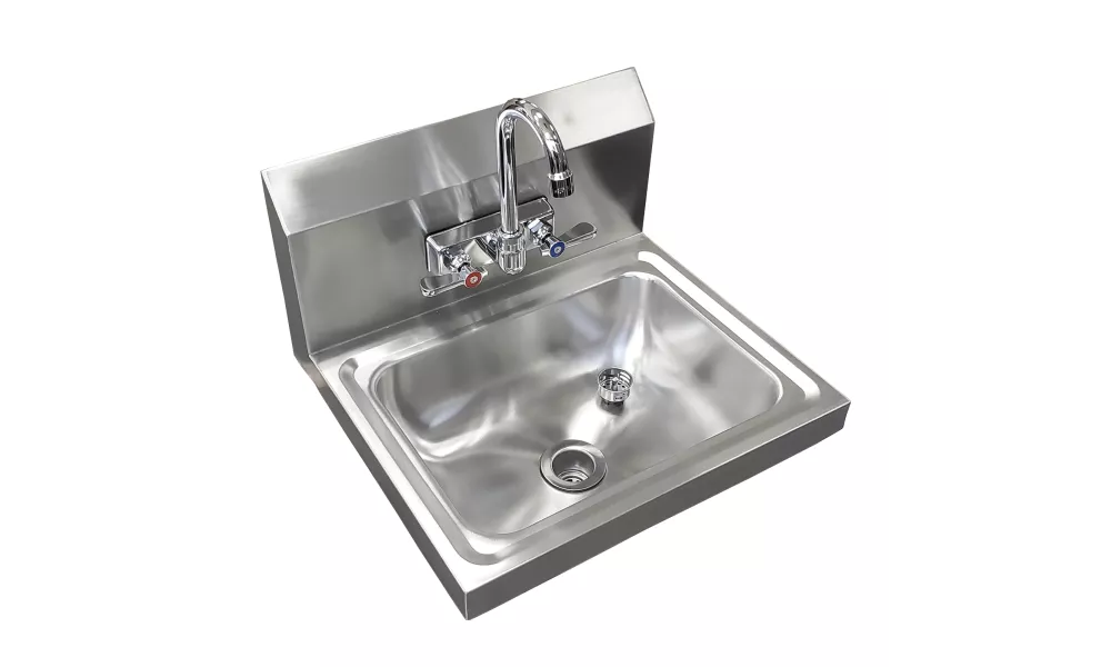 Stainless Steel Wall Mounted Hand Sink 17 in. x 15 in. with Gooseneck Faucet
