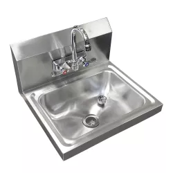 17" x 15" Stainless Steel Wall Mount Hand Sink with Faucet | Bowl Size: 10" x 14"