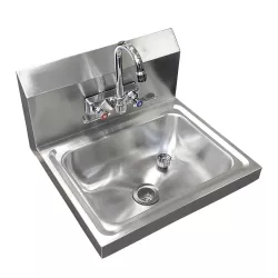 Stainless Steel Wall Mounted Hand Sink 17 in. x 15 in. with Gooseneck Faucet