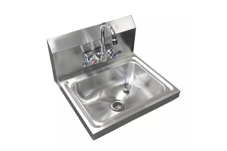 Stainless Steel Wall Mounted Hand Sink 17 in. x 15 in. with Gooseneck Faucet