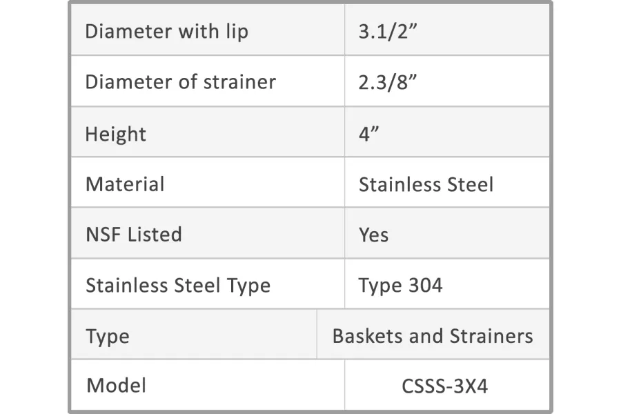 3-Inch Commercial Floor Drain Strainer - 4-Inch Tall Stainless Steel Filter
