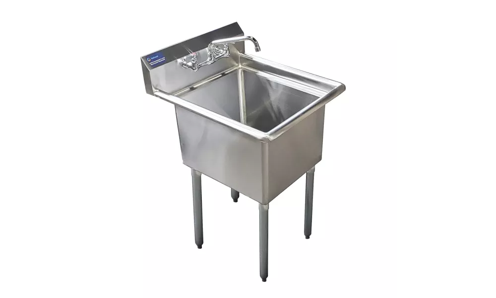 24" x 24" Stainless Steel Prep & Utility Sink With Faucet | 304 Stainless Steel | NSF | Overall Size: 30" x 29.5" | Restaurant, Kitchen, Laundry, Garage