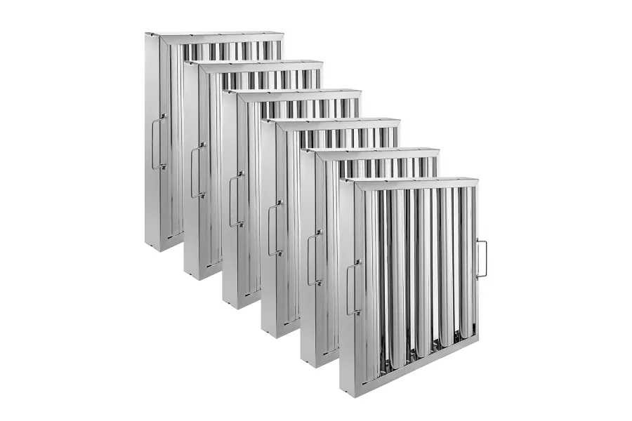 16" Width x 16" Height x 2" Thickness Stainless Steel Hood Filter (Pack of 6)