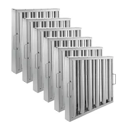 20" Width x 16" Height x 2" Thickness Stainless Steel Hood Filter (Pack of 6)