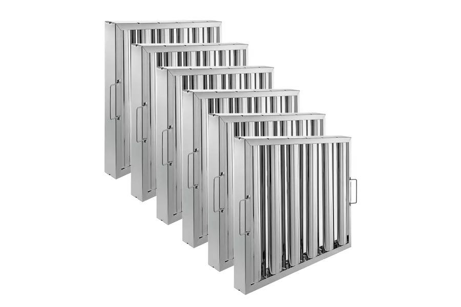 20" Width x 16" Height x 2" Thickness Stainless Steel Hood Filter (Pack of 6)
