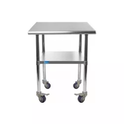 14" X 24" Stainless Steel Work Table With Undershelf and Casters