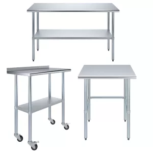 Gridmann Stainless Steel Commercial Work Table – 30x48 With 4 Casters, NSF Prep Table
